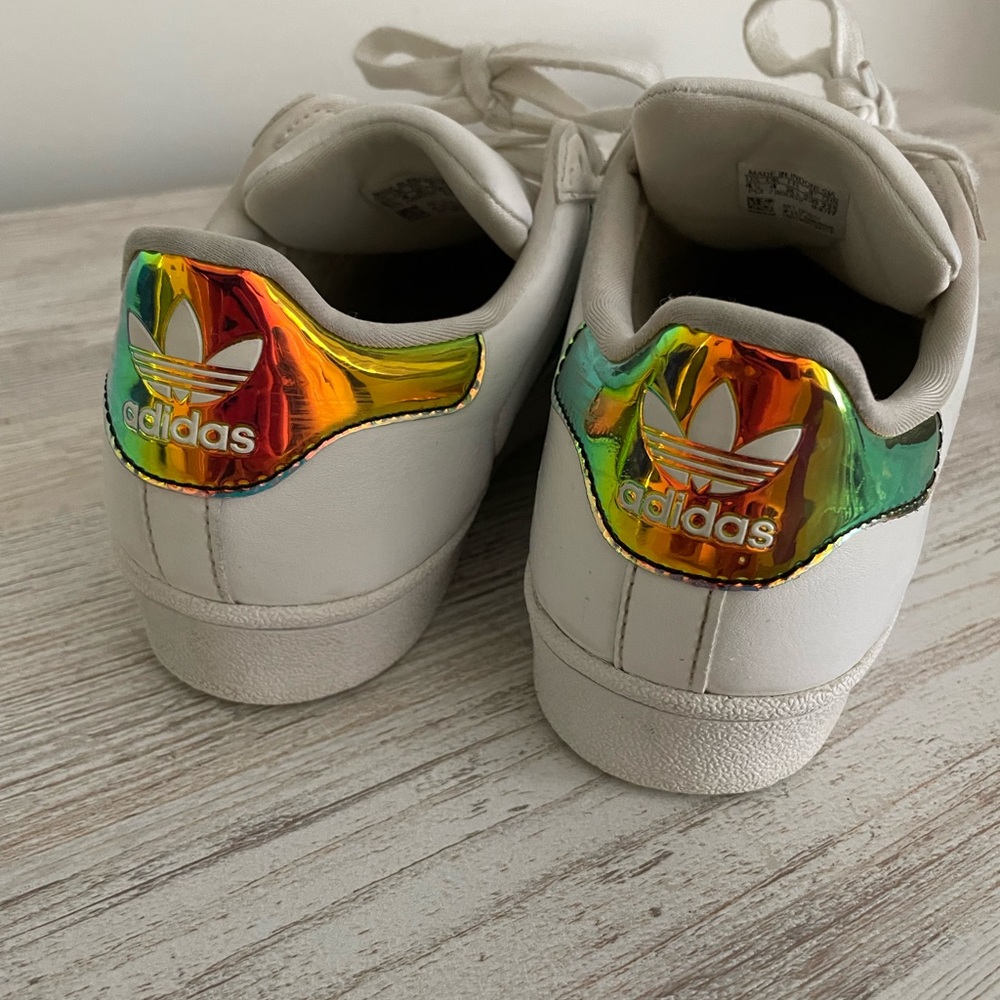 adidas Kids White Sneakers with Multicolor Stripes - Picture 10 of 13
